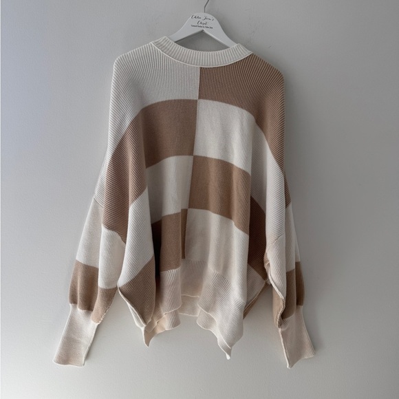 FREE PEOPLE Easy Street Checker Sweater M - Picture 4 of 5
